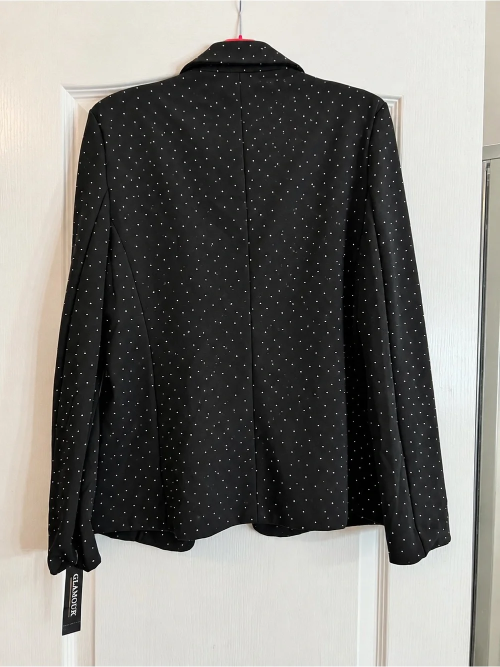 Glamour Black Blazer with Micro White Dots